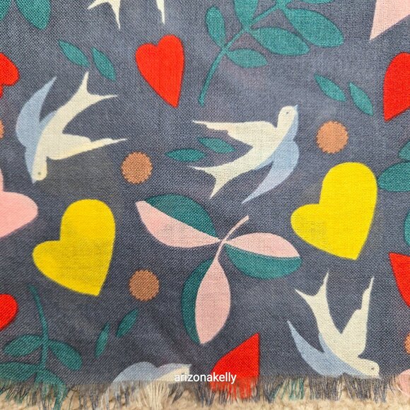 Boden Wool Lightweight Scarf Hearts Birds - Picture 3 of 9